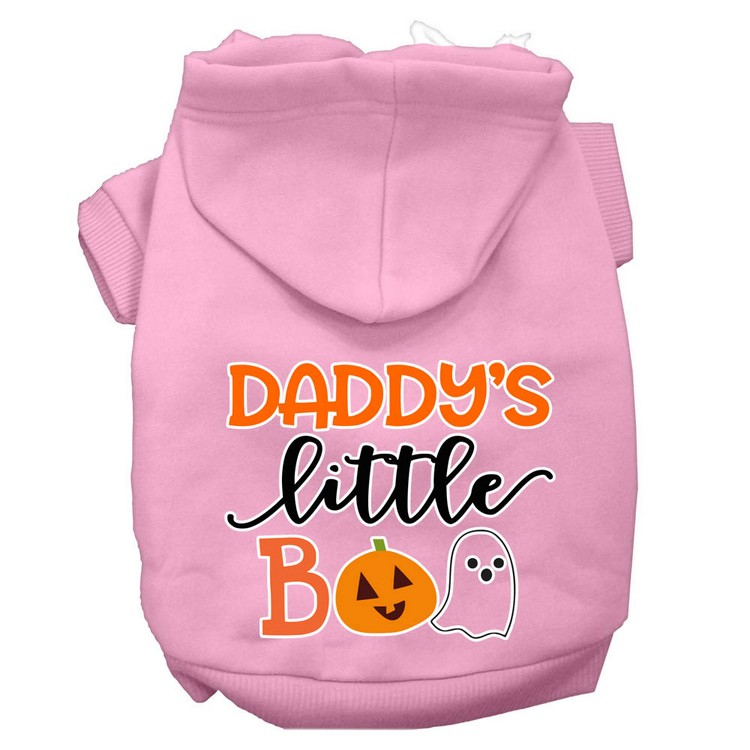 Daddy's Little Boo Screen Print Dog Hoodie Light Pink XXL